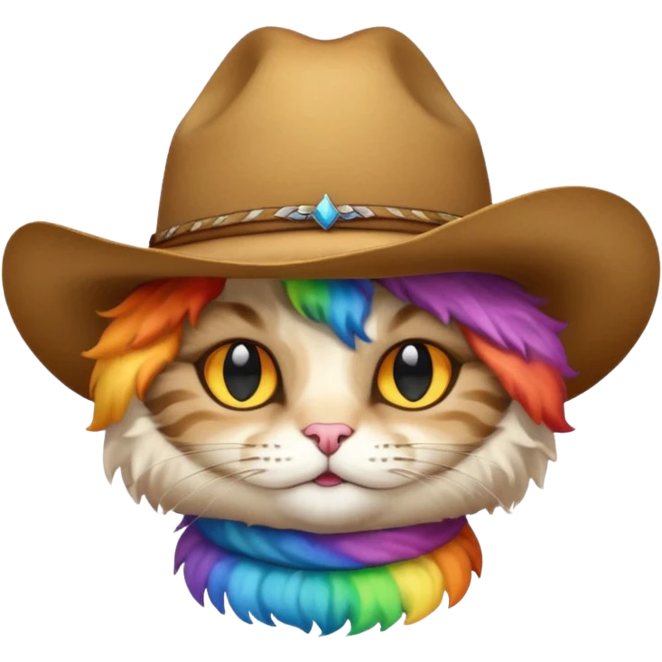 Rainbow cat with cowboy hat emoji
