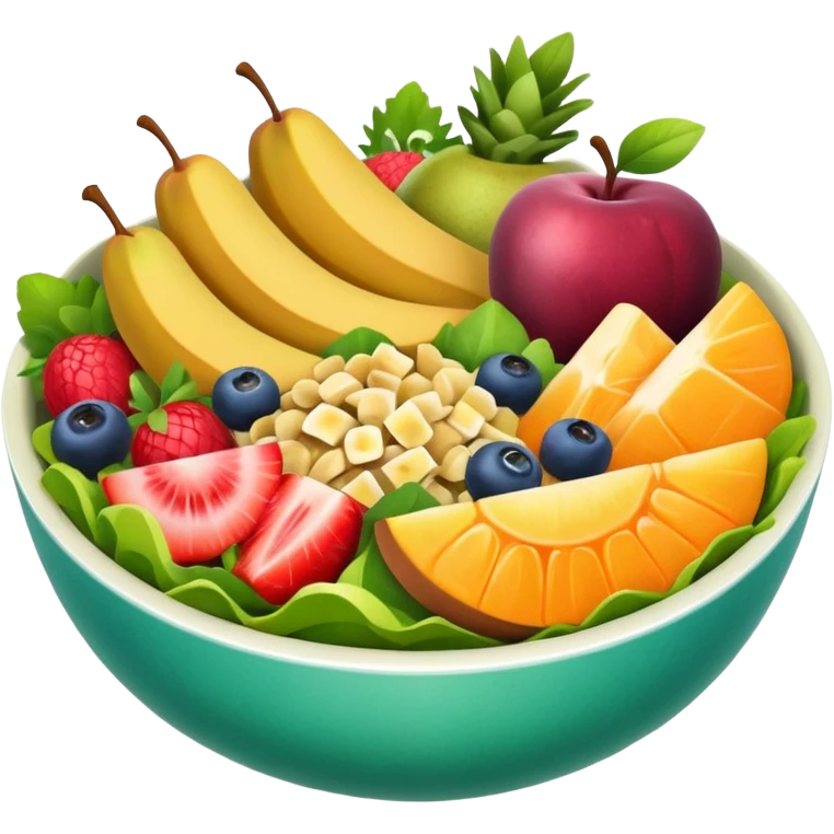 bowl of fruits and salads, including nutritious meals and snaks emoji