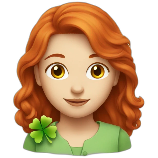 A redhead with a clover emoji