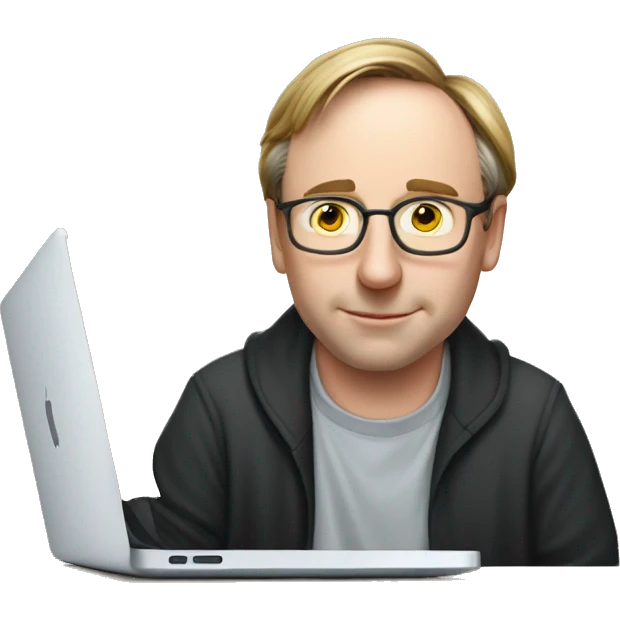 linus torvalds working on a macbook emoji