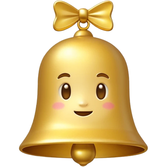 golden bell emoji,
cute emoji style, mobile game emoji,
soft 3D look, smooth gradients,
white outline sticker style,
no background emoji