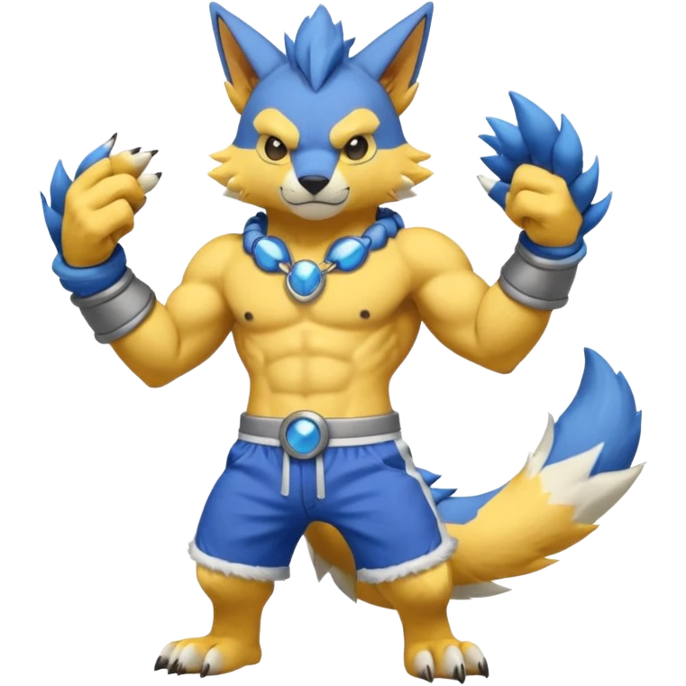 Zeraora-Renamon-Stitch- Lombax-Weregarurumon-fusion-creature (full body emoji