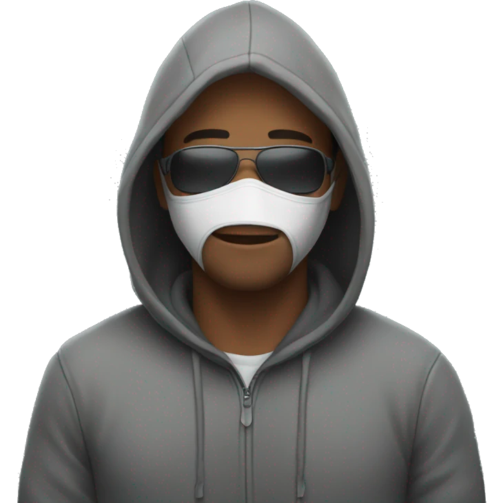 guy wearing a hoodie and a mask emoji