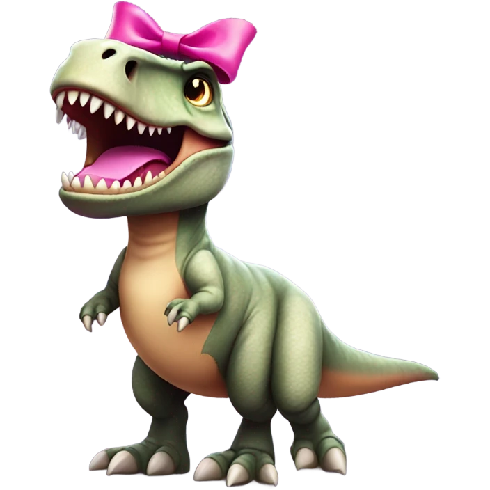 cute t. rex wearing a pink bow  emoji