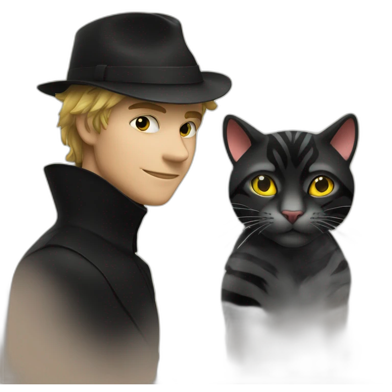 Chat noir avec chat tigrée emoji