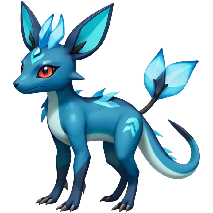 Colorful Dark Shiny Exotic Salandit-Aurorus-Glaceon-Fakémon-hybrid-creature (full body)  emoji