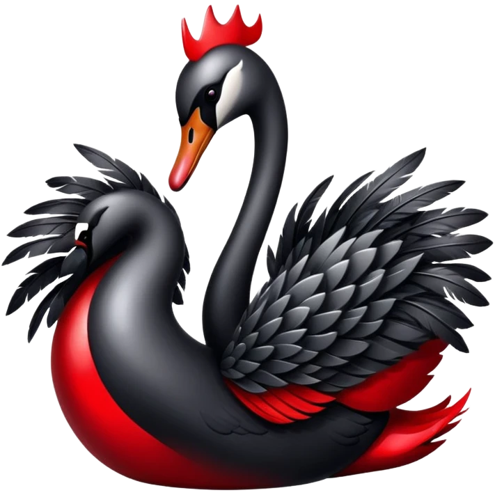 black and red shiny weeping gothic swan emoji