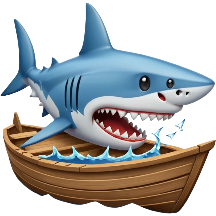 shark chomping on a wooden boat, emoji style emoji