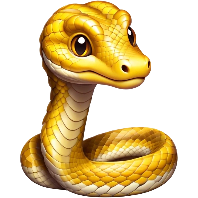 Cinematic Cute Python Portrait Emoji, Head tilted playfully and inquisitively, with a sleek, patterned body accented by vibrant scales and round, sparkling eyes full of charm, Simplified yet irresistibly adorable features, highly detailed, glowing with a warm, inviting glow, high shine, affectionate and lively, stylized with a touch of exotic whimsy, bright and endearing, soft glowing outline, capturing the essence of a mischievous yet loving python that seems as if it could slither out of the screen into your arms! emoji