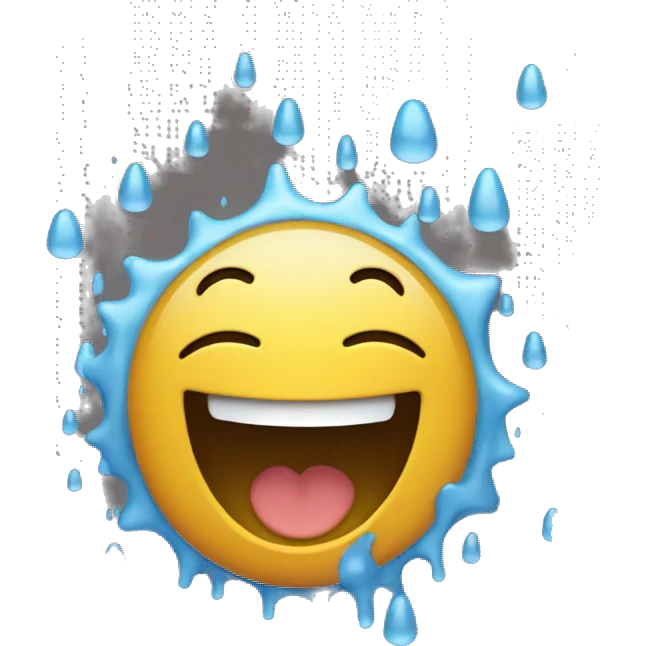 Laugh with rain emoji
