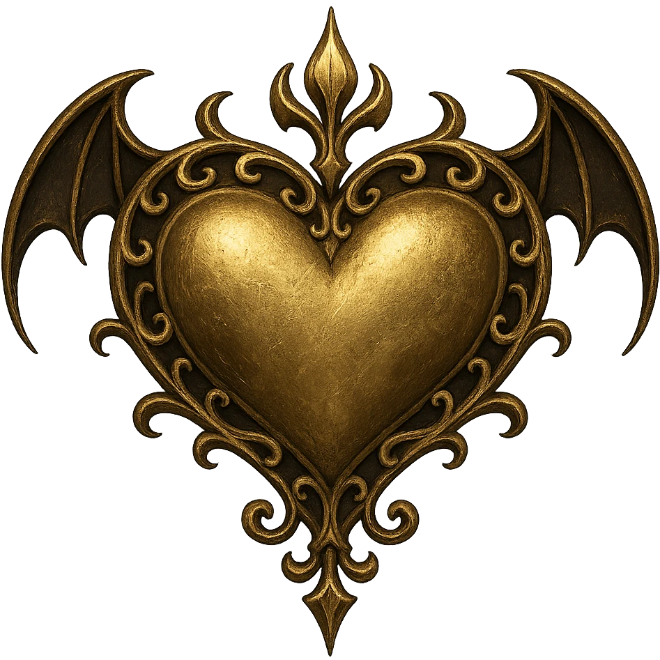gold goth heart, remove background emoji