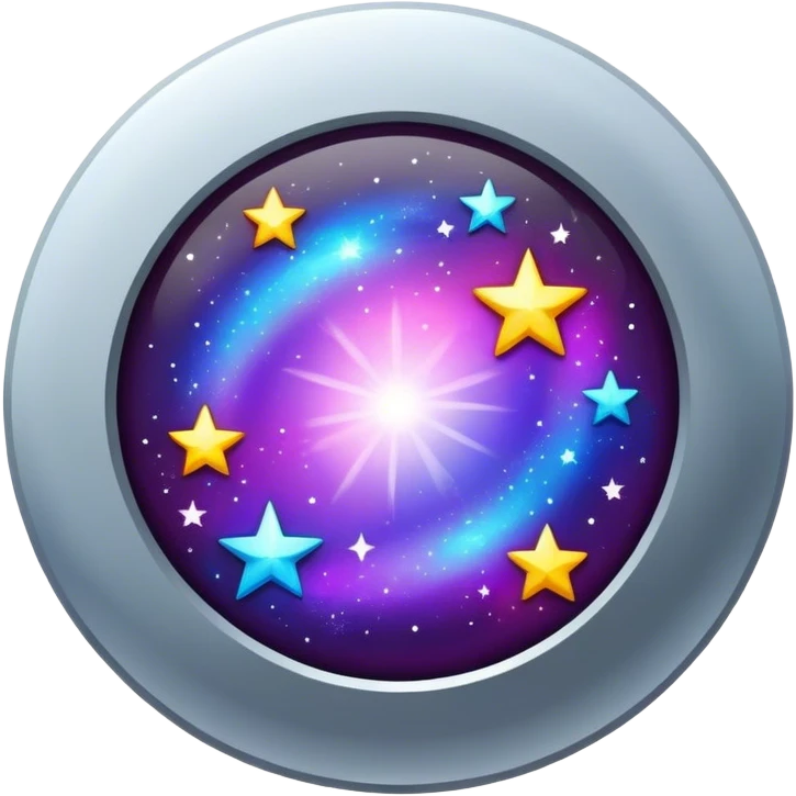 A round galactic colored button with twinkling stars in the center emoji