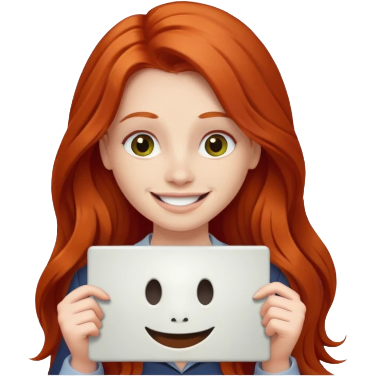 Long haired redhead holding a LURK sign emoji