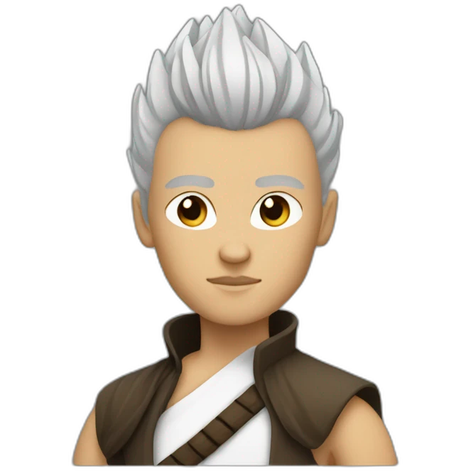 Jedi Half body white skin black hair Mohawk style emoji
