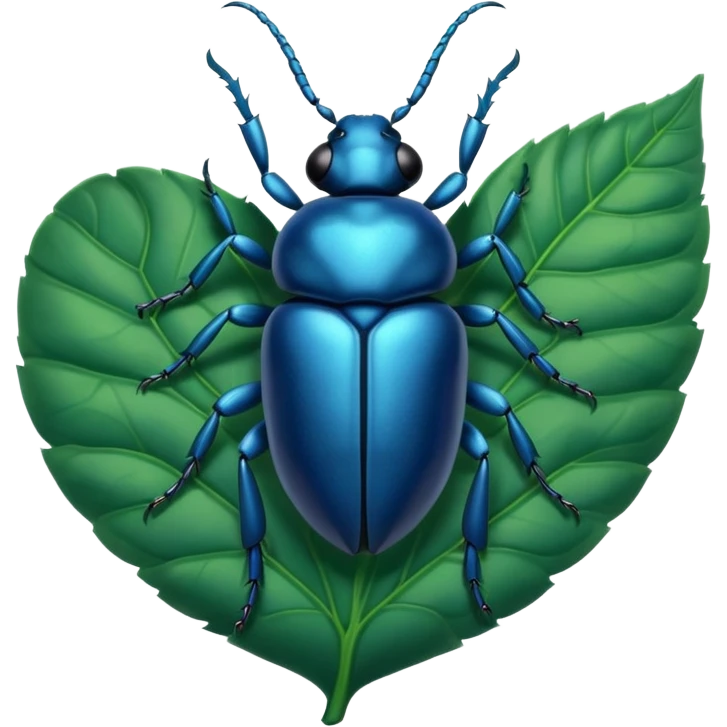 a blue beetle on leaf emoji