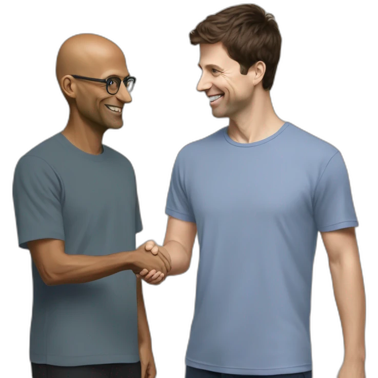 sadja nadella giving bro hanshake to sam altman openai emoji