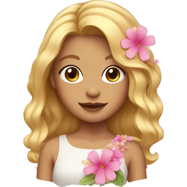 Girl with blond hair and pink flowers emoji