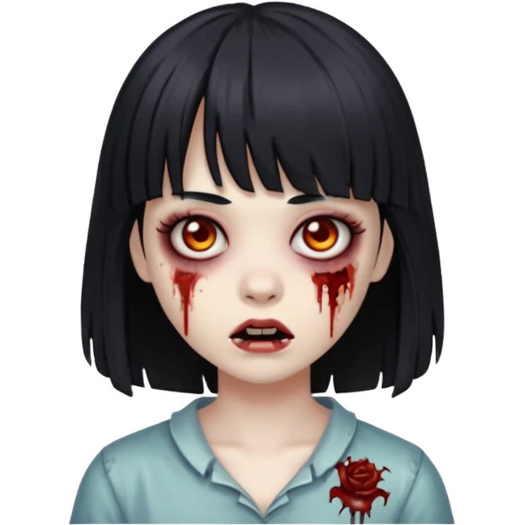 garota zumbi, com cabelos pretos e franja  emoji