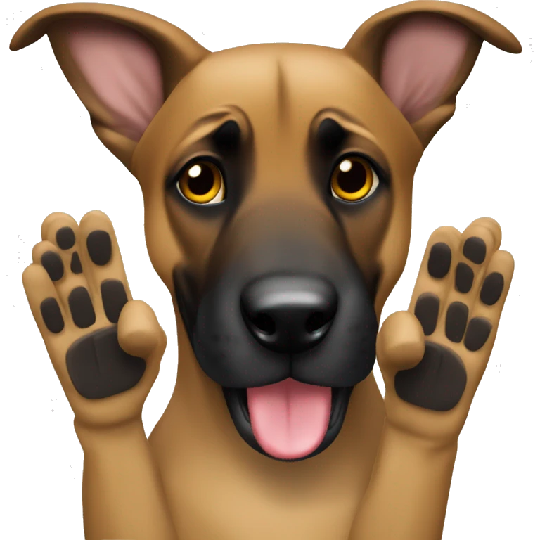 malinois say hello wit hand emoji