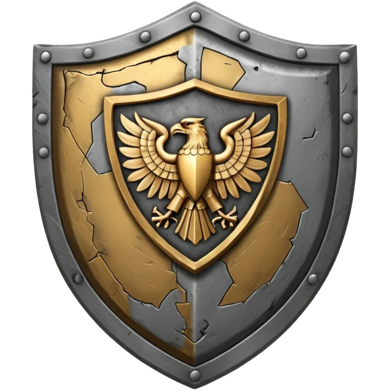 a battle worn steel shield with engraved roman numerals for 30—looks battle worn emoji