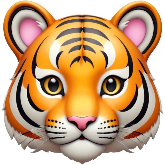 Cinematic Cute Tiger Portrait Emoji, Head tilted playfully and inquisitively, with a sleek, graceful form accented by vivid stripes and round, sparkling eyes filled with charm, Simplified yet irresistibly adorable features, highly detailed, glowing with a warm, inviting wild glow, high shine, affectionate and lively, stylized with a touch of whimsical feline grace, soft glowing outline, capturing the essence of a mischievous yet loving tiger that seems as if it could leap out of the screen into your arms! emoji