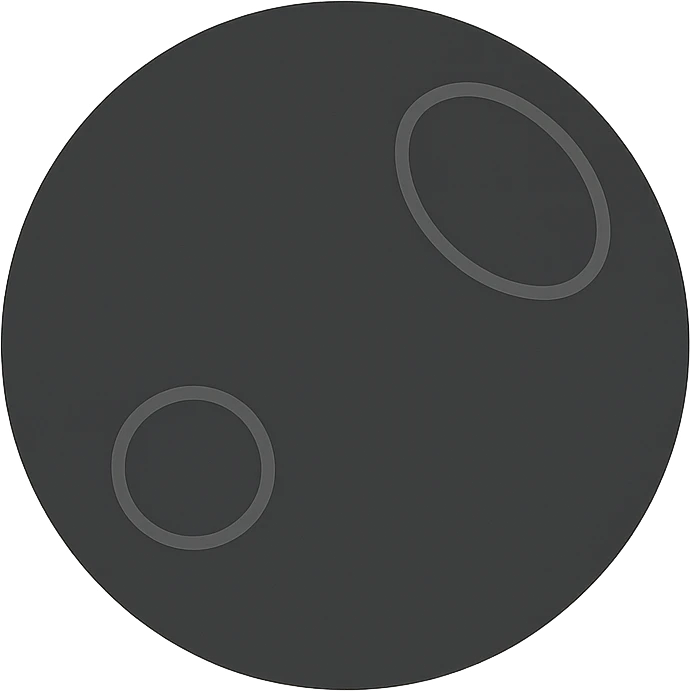 minimalist Star Wars moon icon, circular with a single large crater and a faint superlaser dish outline, simple and clean emoji