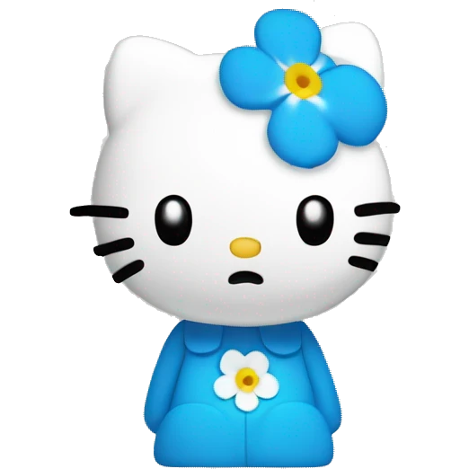hello kitty with blue forget me not emoji