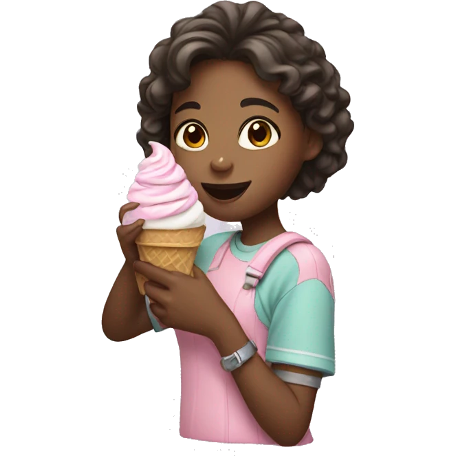 Girl eating ice cream  emoji