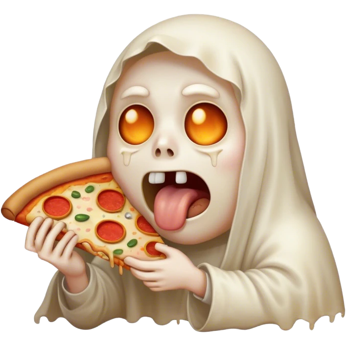 sad crying ghost eating pizza emoji