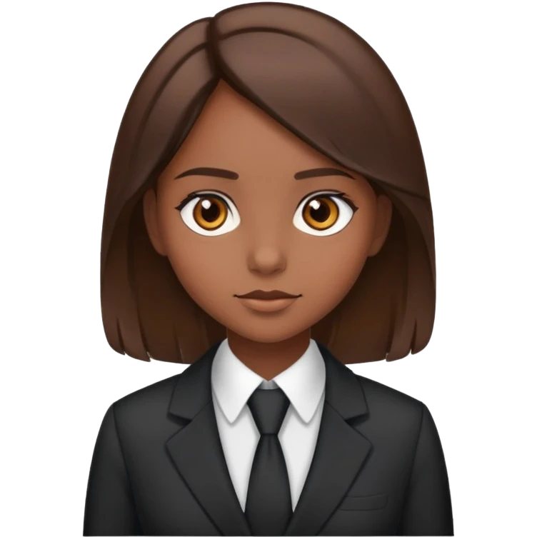 a young girl in a business suit brown hair brown eyes dark skin emoji
