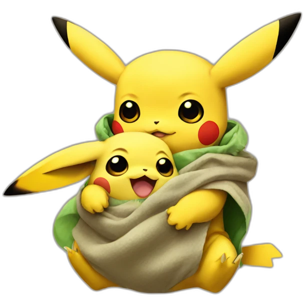 Pikachu holding baby yoda emoji