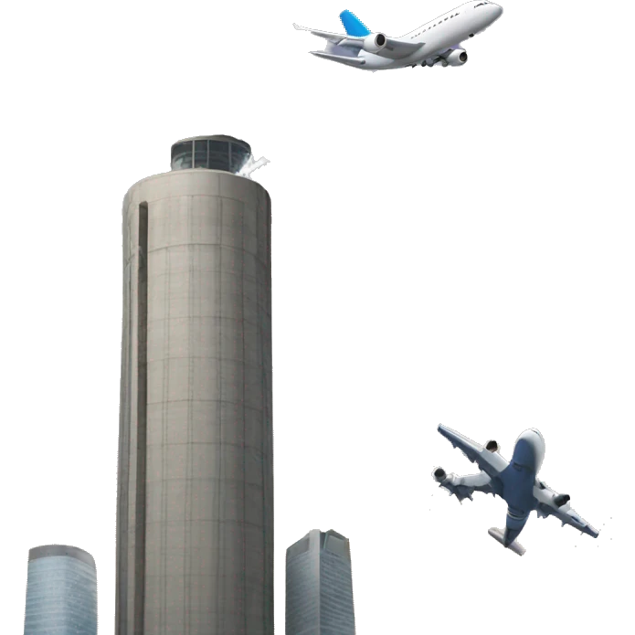 a tower is long and the plane is hitting that emoji