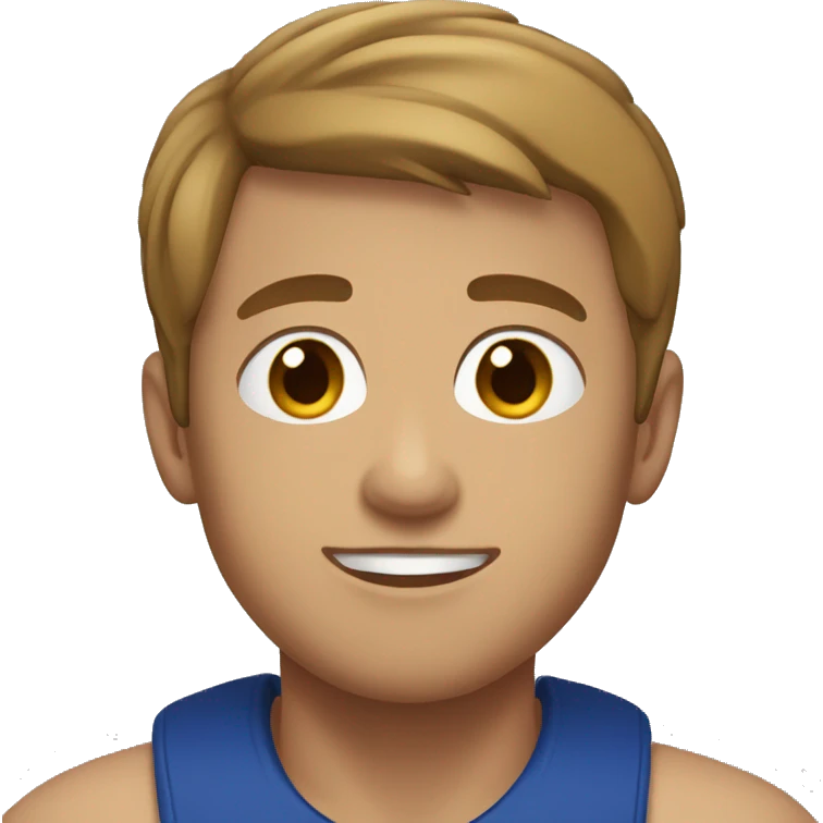 Young man with brown eyes, short cropped hair , athletic build. emoji