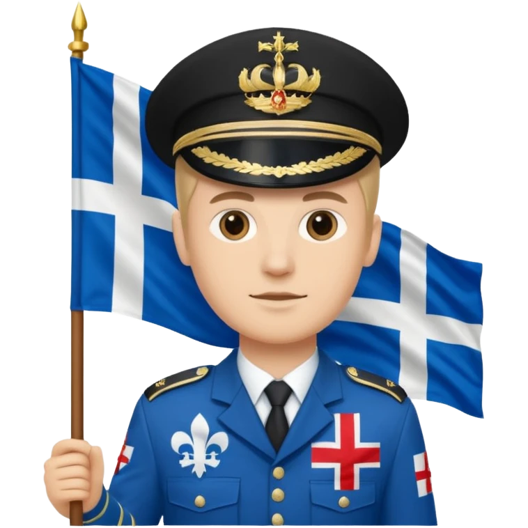 military man with the flag of Quebec in the background emoji