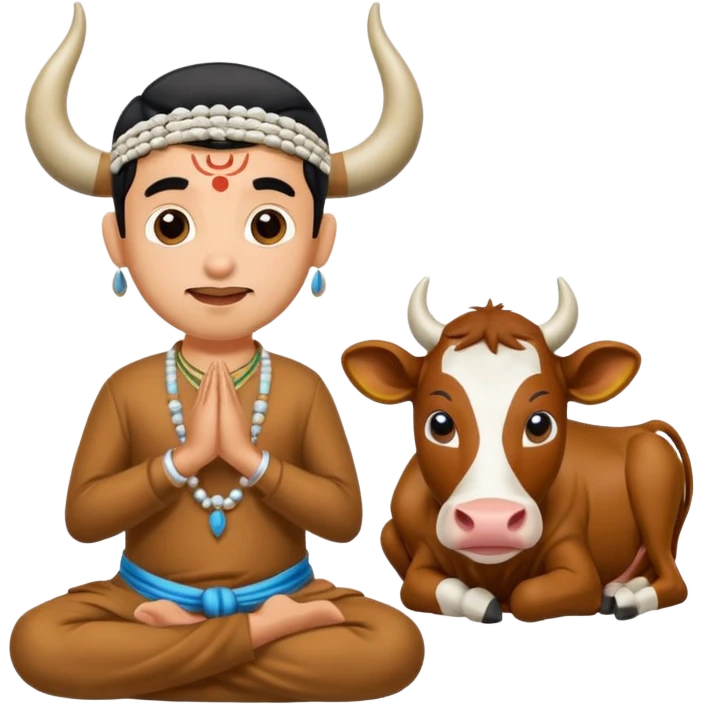 Indian man worshipping cow emoji