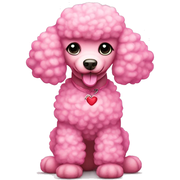 Pink poodle with a heart shaped tail emoji