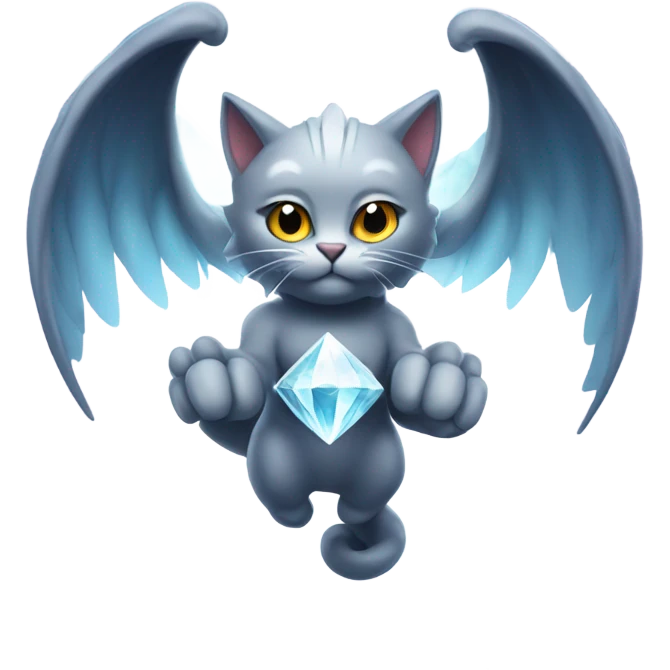 Diamond Omni-Cat God with wings and a ring around its body  emoji