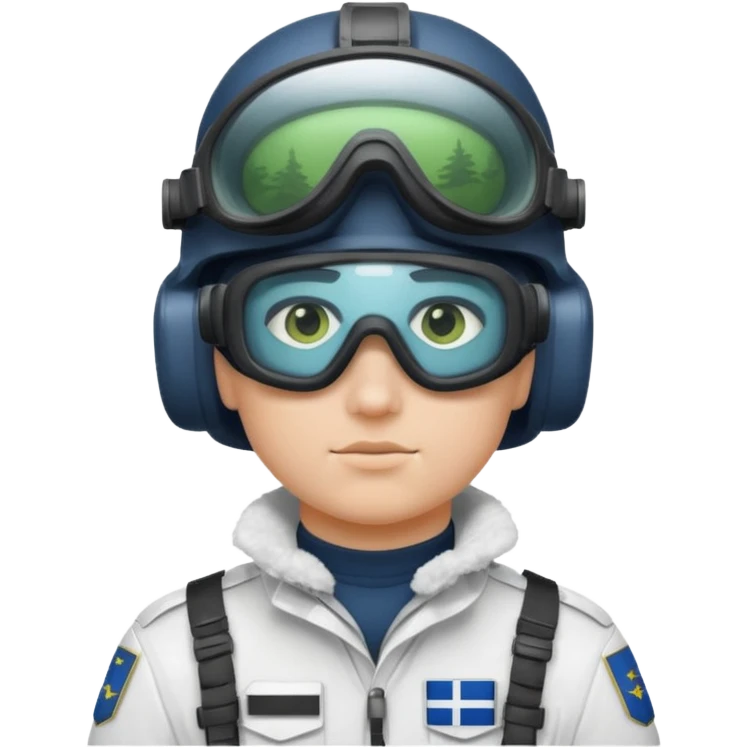 Finnish modern soldier with white snow uniform. with night vision goggles emoji
