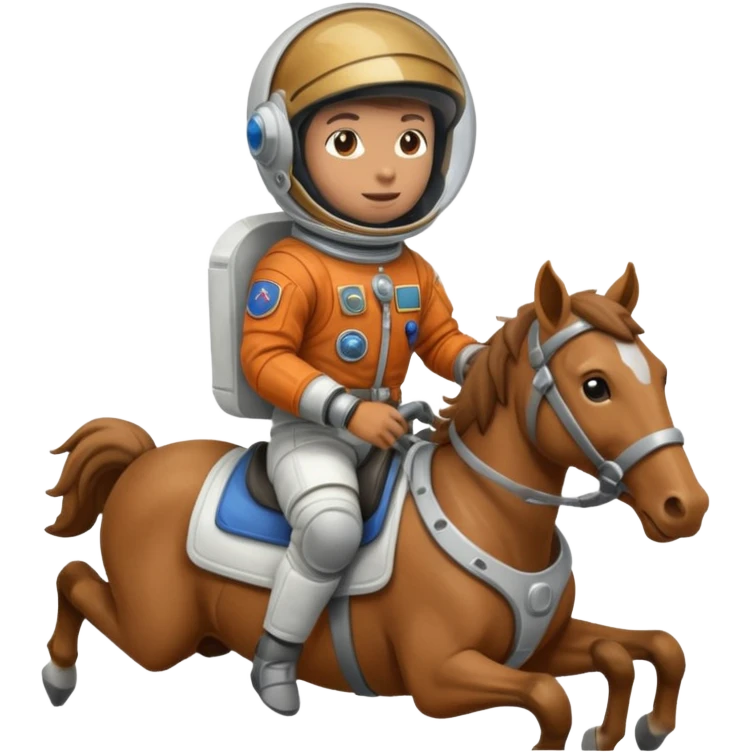 An Astronaught riding a horse and the horse has a space helmet on emoji