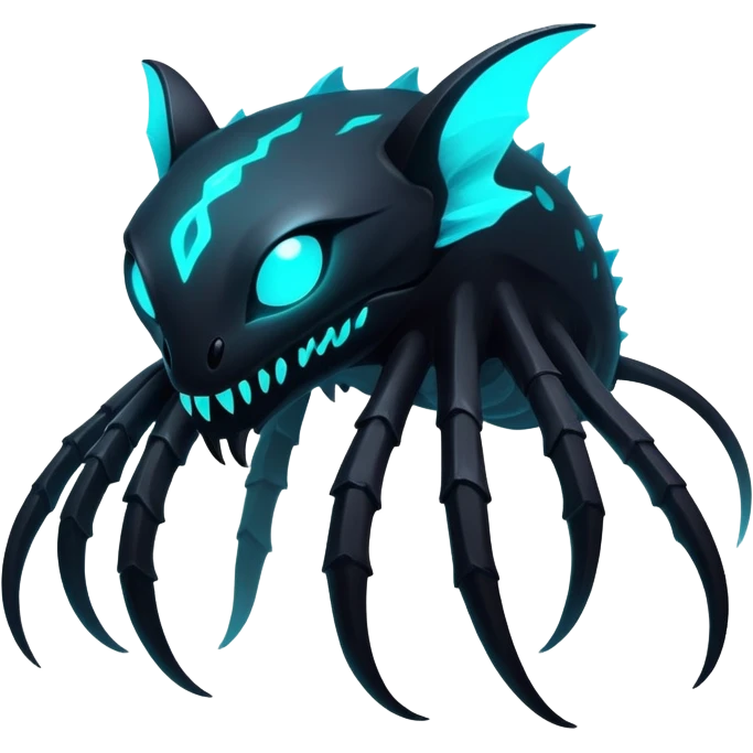Black Dark Exotic Nocturnal Neon-glowing Abyssal Nightly Abyss-Fakémon-Creature emoji