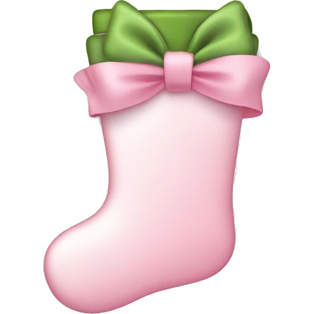  light pink Christmas stocking with big bow emoji