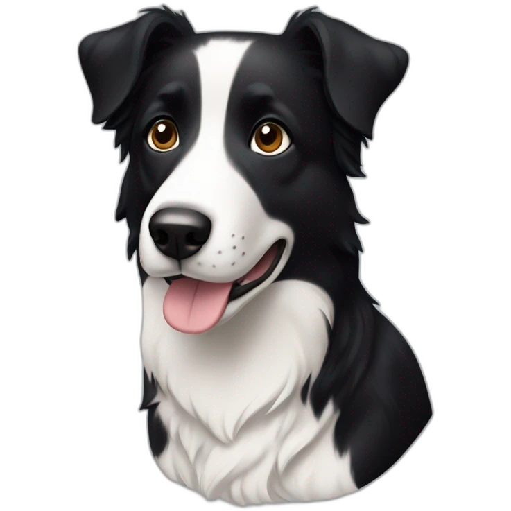 dog, short-hair, black-hair, white-chest, white-stripe-down-face, black-face, black-head, border-collie, mcnab emoji