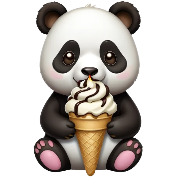 Panda eating ice cream emoji