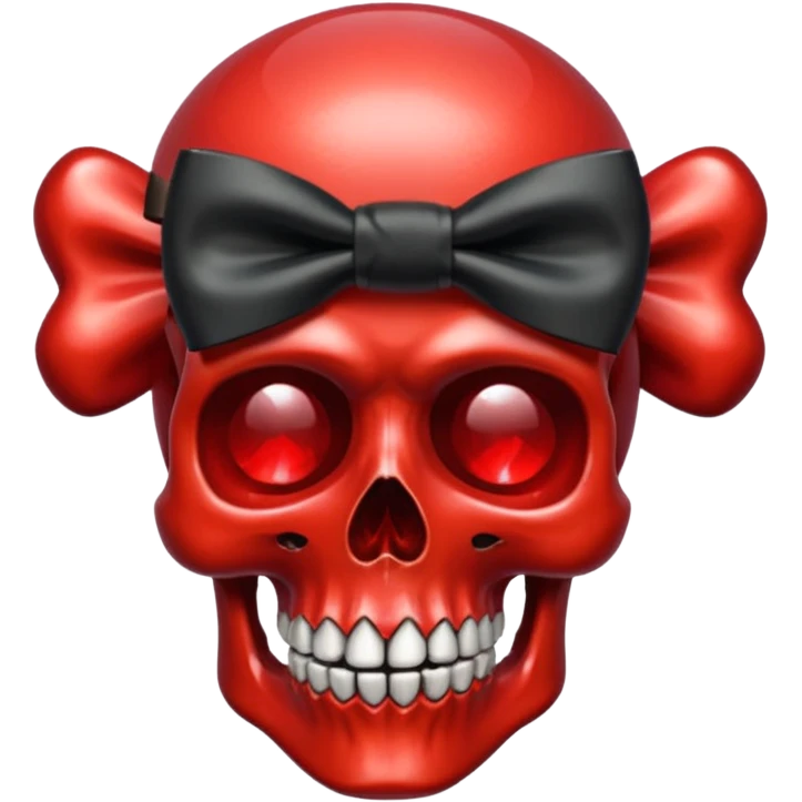 make me a Emoji with a black bow around a red crystal skull mythical emoji