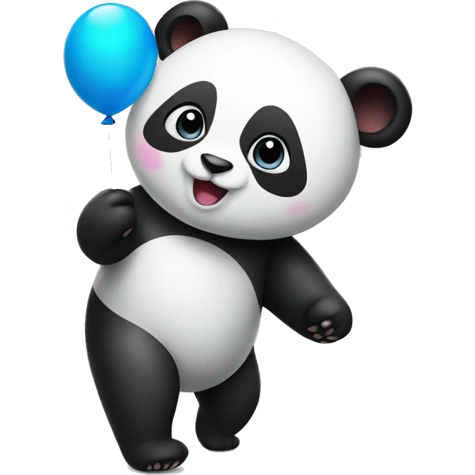 A little panda holding a balloon emoji