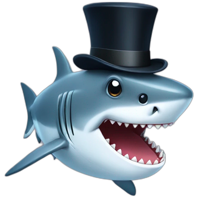 Shark with a top hat emoji