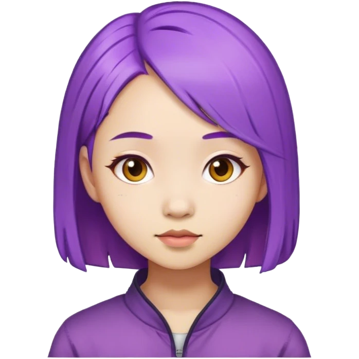 a chinese girl with purple color hair emoji