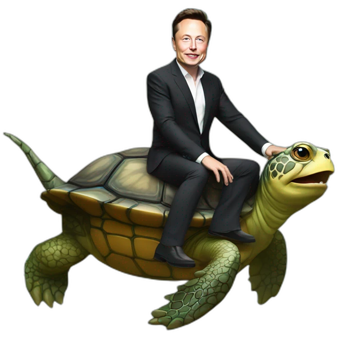 elon musk riding a turtle emoji