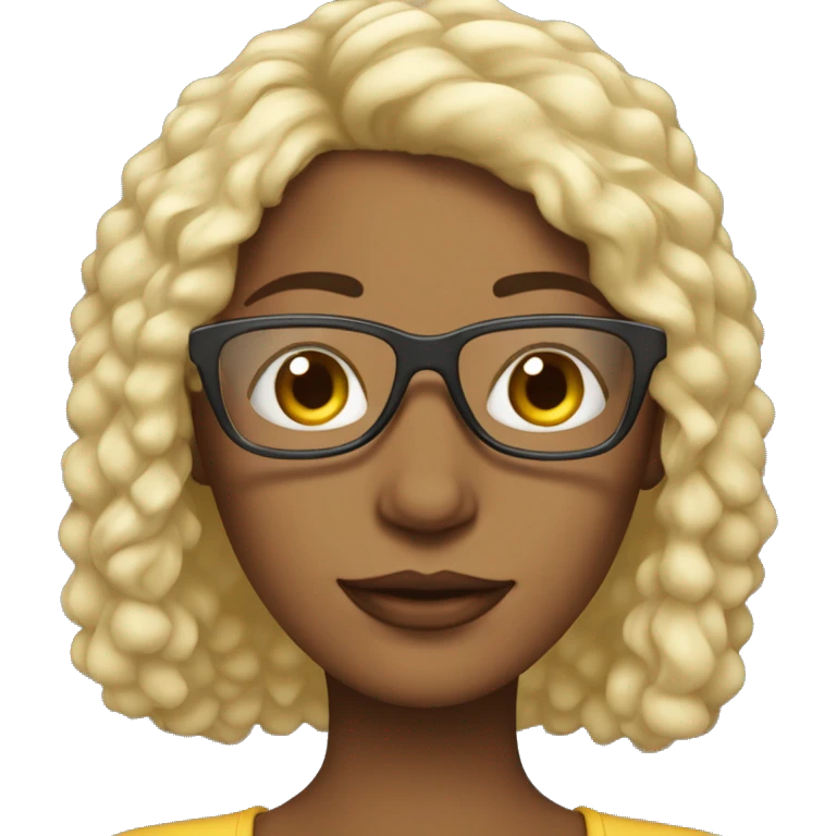 Mulher cabelo cacheado e oculos emoji