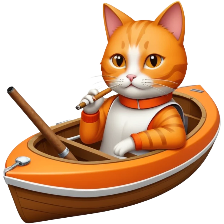 cat in racing boat smoking stogie  emoji